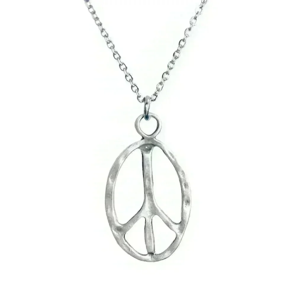 Peace sign necklace hippie accessories hippie jewelry for women stainles…